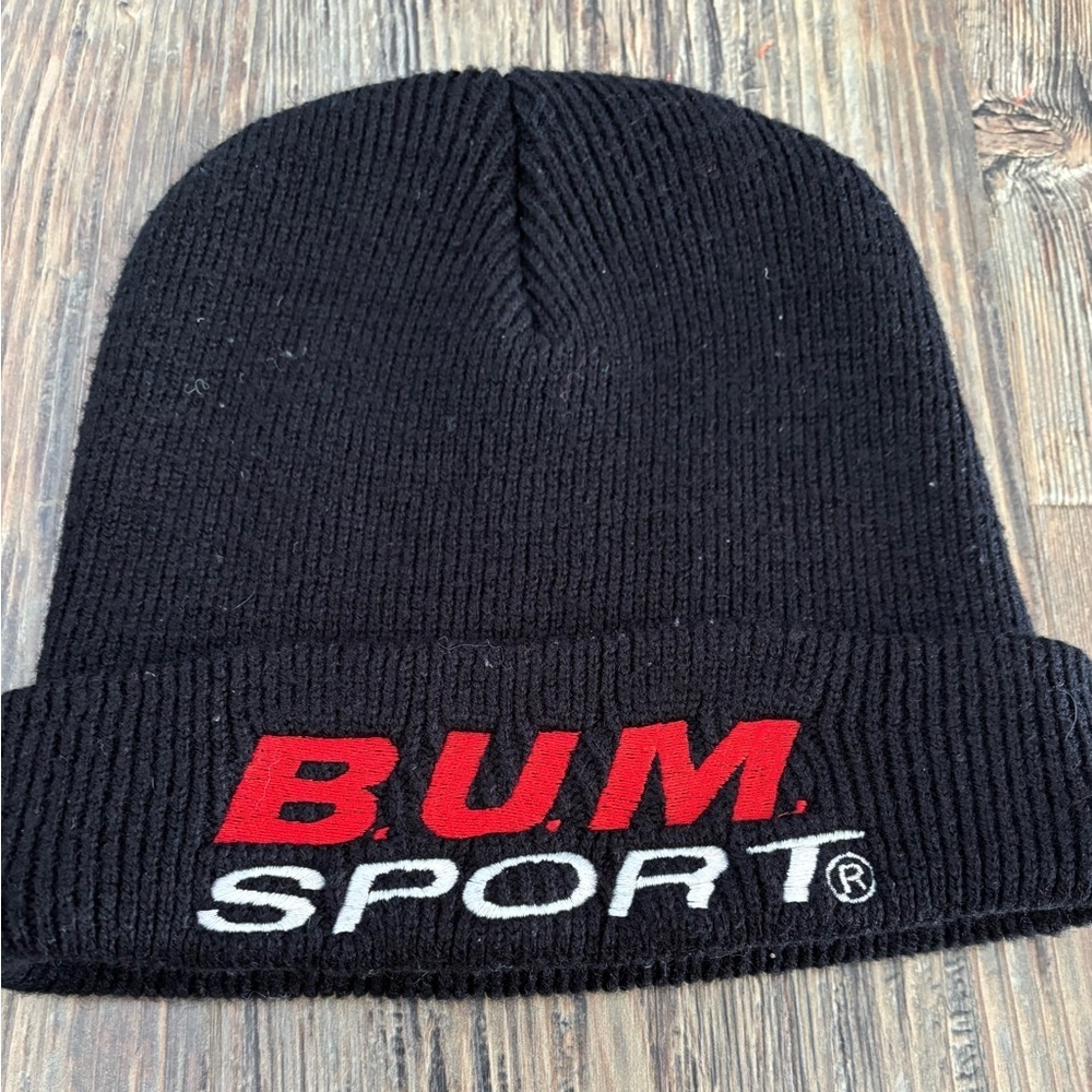 (2) Vintage BUM Sport Beanies Skull Caps Winter Hats One Size Blue Black - Picture 4 of 6